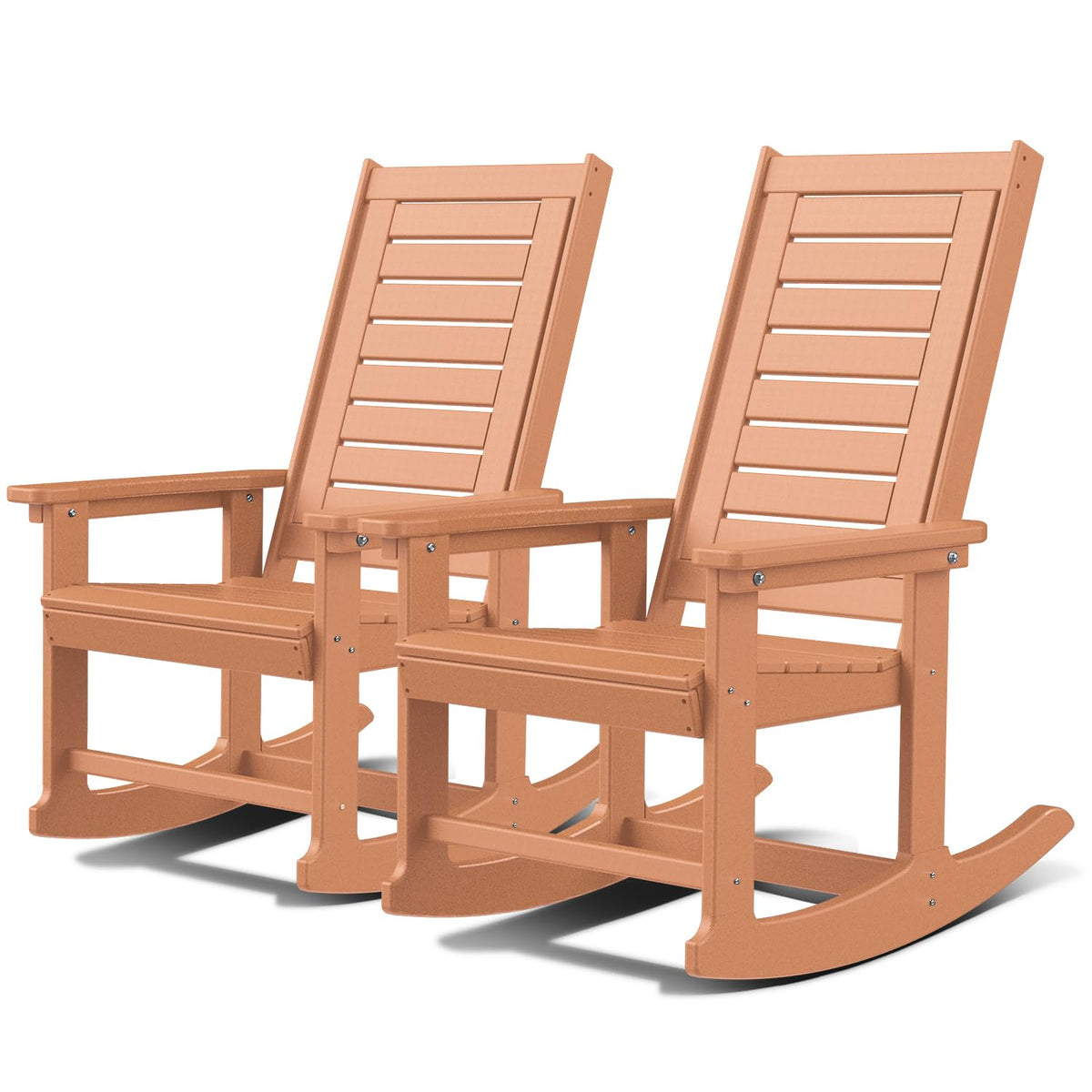 GREENVINES Oversized Outdoor Rocking Chairs Set of 2, HDPE Rocker, Black