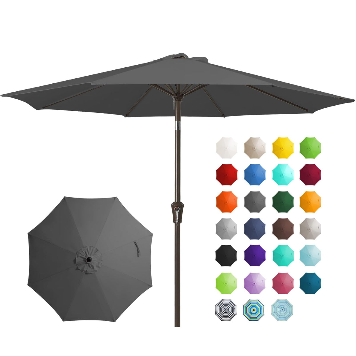 JEAREY 9FT Outdoor Patio Umbrella, Market Umbrella, Dark Blue