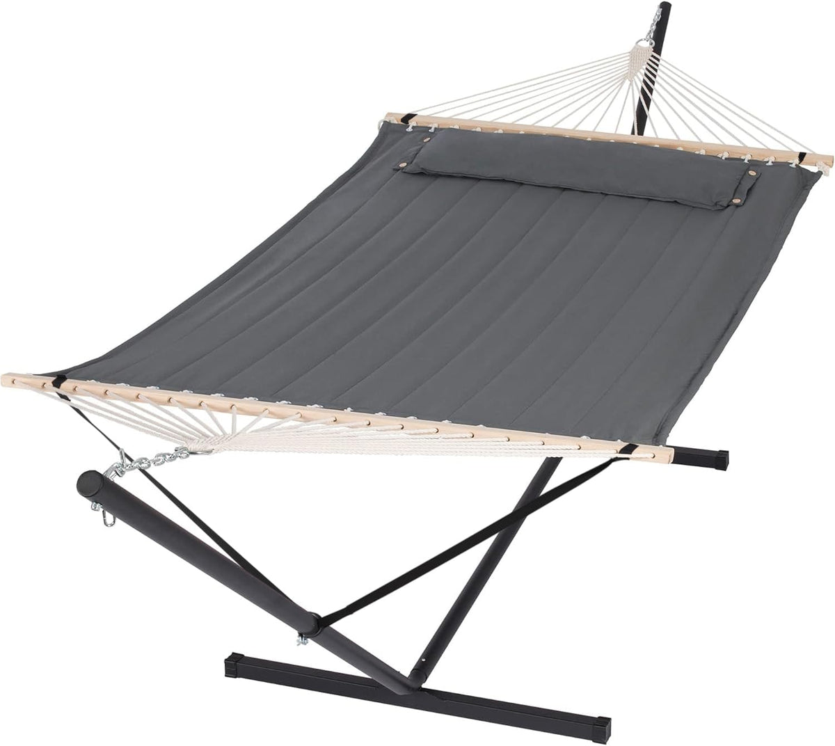 SUNCREAT 2 Person Hammock with Stand, 475 lbs Capacity, Dark Grey