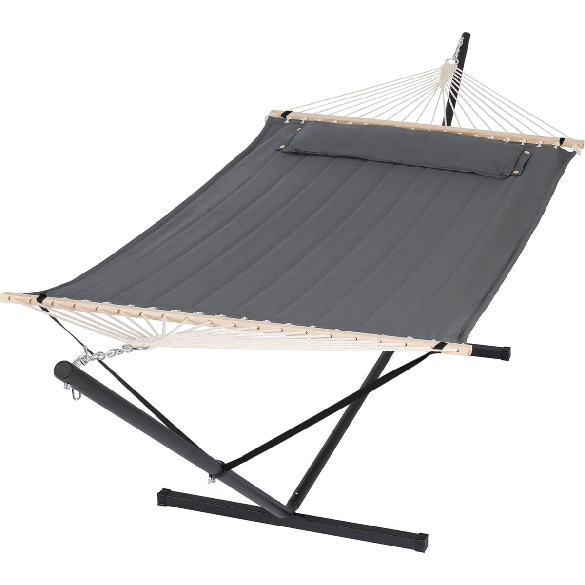 SUNCREAT 2 Person Hammock with Stand, 475 lbs Capacity, Dark Grey