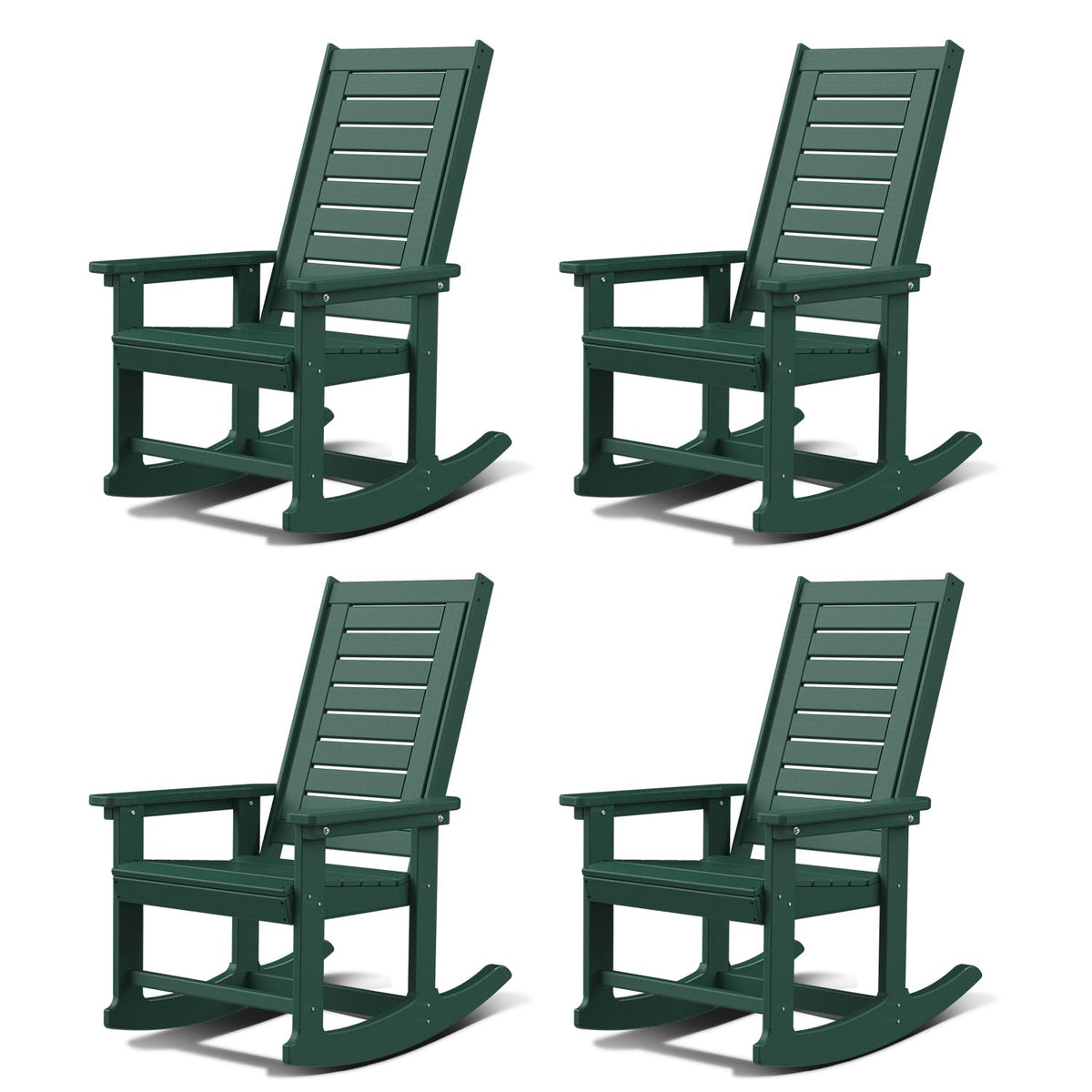 GREENVINES Oversized Outdoor Rocking Chairs Set of 2, HDPE Rocker, Black