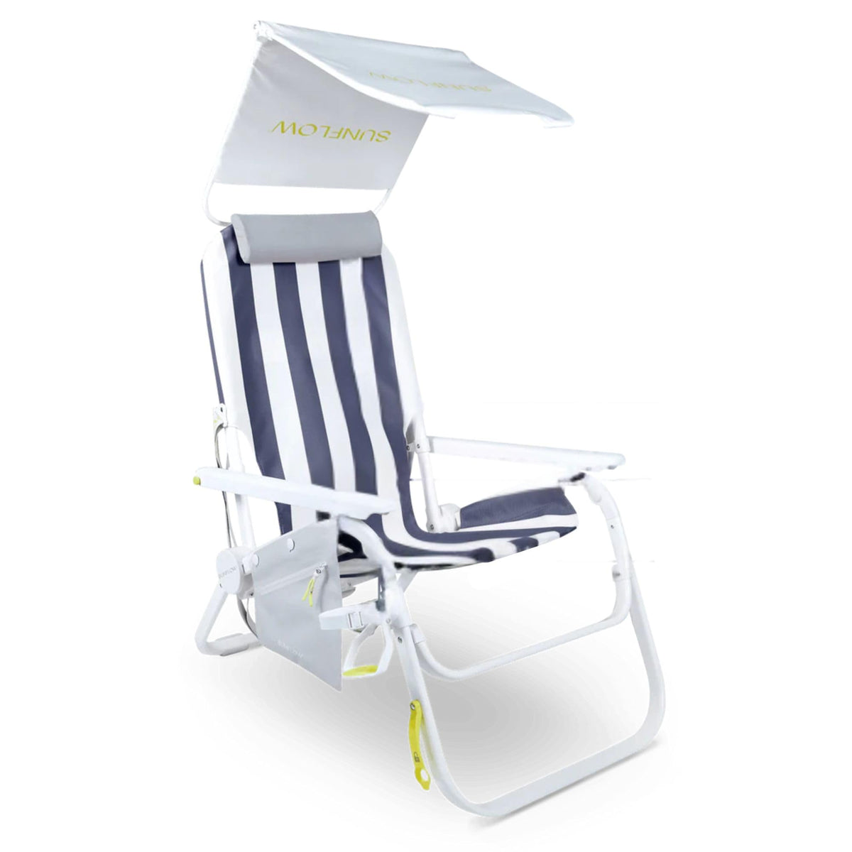SUNFLOW Shore Thing Reclining Beach Chair with Sun Shade, Deep Blue Stripe