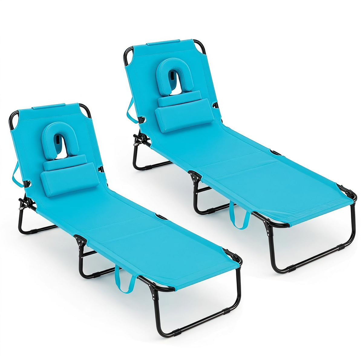 GYMAX Tanning Chair, 330lbs Beach Lounge Chair with Face Hole