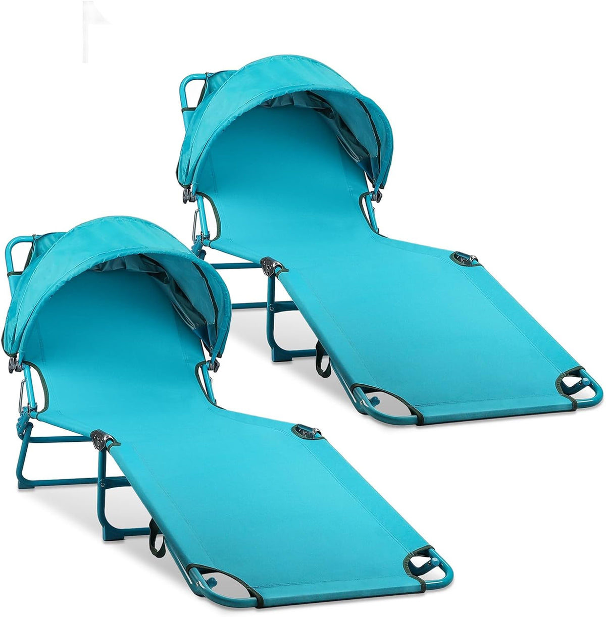 Colorsoul Tanning Chair with Sun Canopy,Adjustable 4-Position Beach Lounge Chair for Adults,Heavy Duty Folding Outdoor Lounge Chair,for Patio Poolside Sunbathing,UPF 50+,300 LBS,Yellow