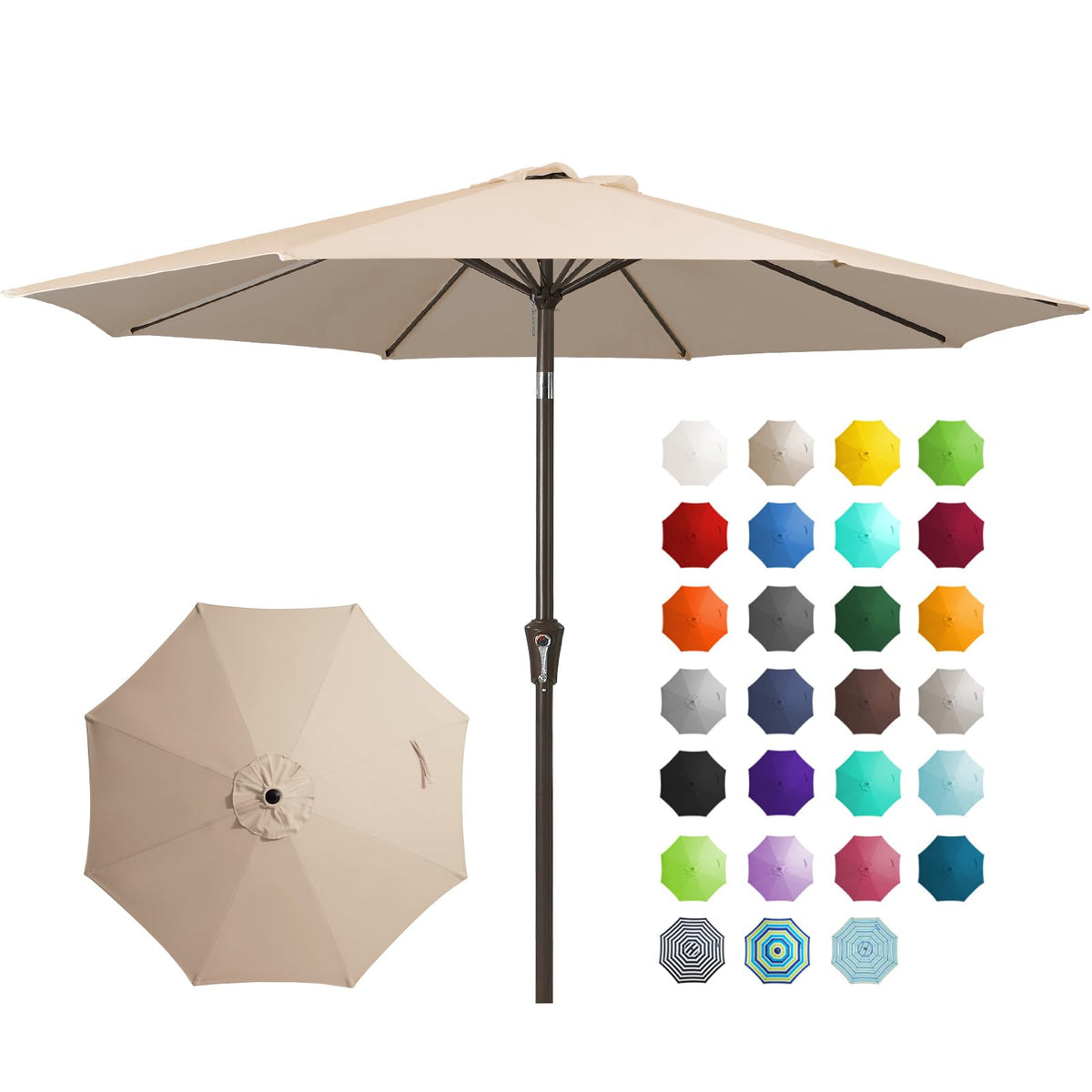 JEAREY 9FT Outdoor Patio Umbrella, Market Umbrella, Dark Blue