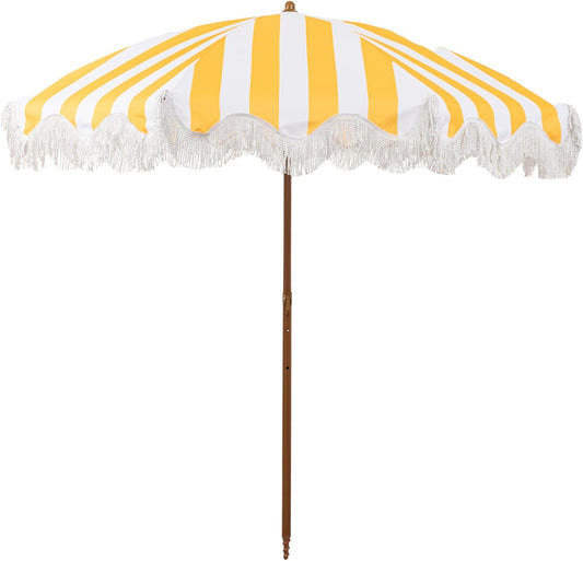 Rayjee 6.5FT Outdoor Patio Umbrella with Fringe, Boho Beach Umbrella