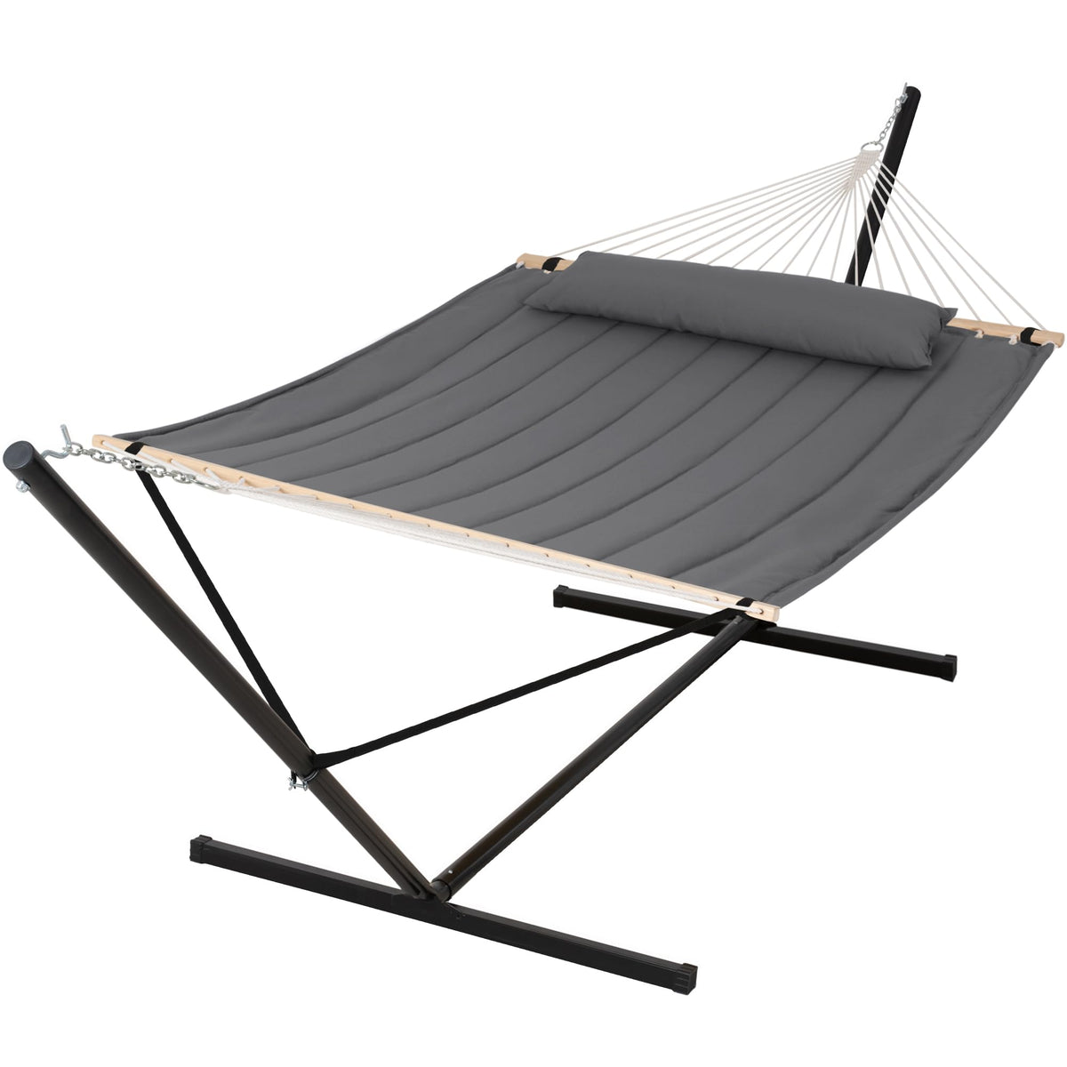 SUNCREAT 2 Person Hammock with Stand, 475 lbs Capacity, Dark Grey