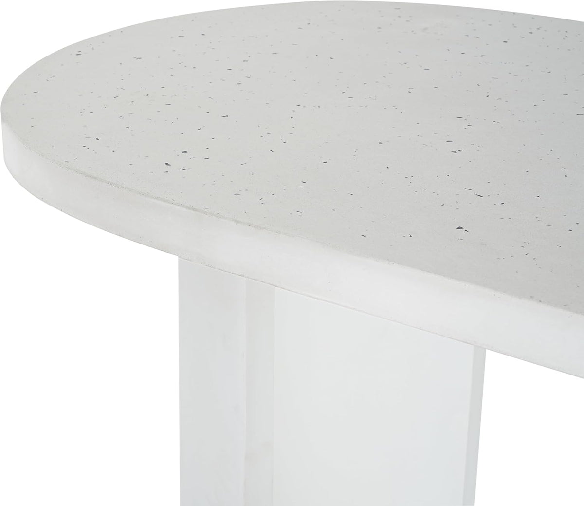 Christopher Knight Home Alan Modern Minimalist Concrete Outdoor Dining Table with White Terrazzo Tabletop, Oval Top Dining Table for 6, Pedestal Kitchen Table, Ideal for Family Gatherings, White