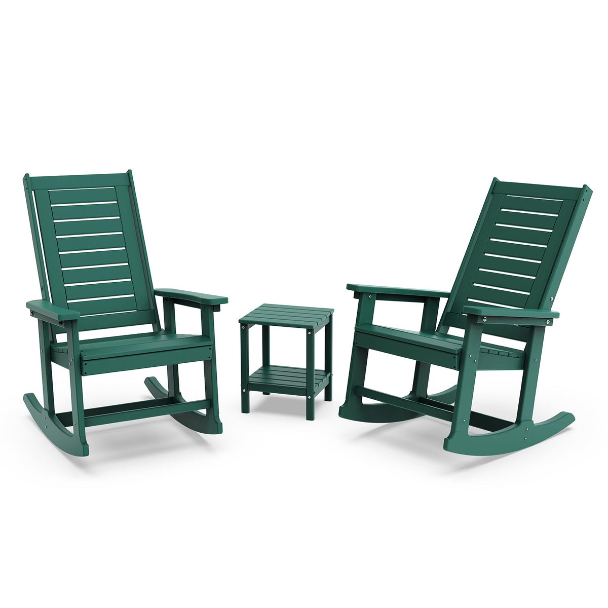 GREENVINES Oversized Outdoor Rocking Chairs Set of 2, HDPE Rocker, Black
