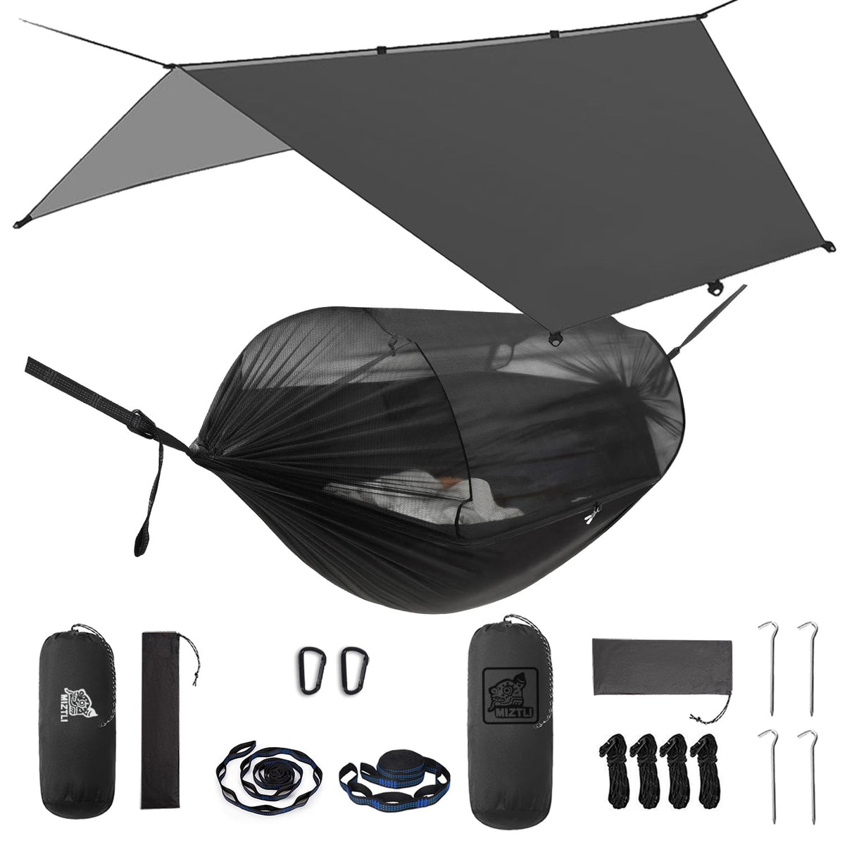 Miztli Camping Hammock Portable Tent-Like Hammock with Net 1/2 Person