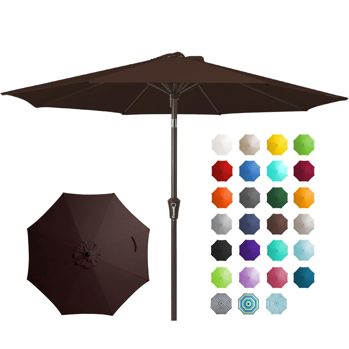 JEAREY 9FT Outdoor Patio Umbrella, Market Umbrella, Dark Blue