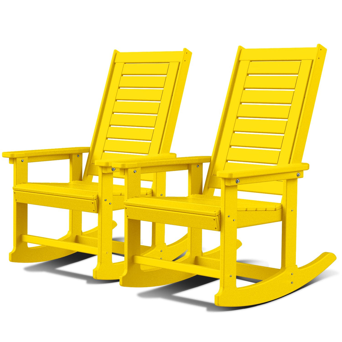 GREENVINES Oversized Outdoor Rocking Chairs Set of 2, HDPE Rocker, Black