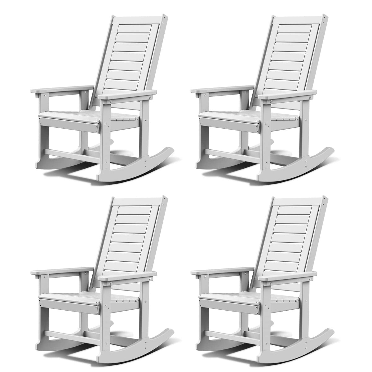 GREENVINES Oversized Outdoor Rocking Chairs Set of 2, HDPE Rocker, Black