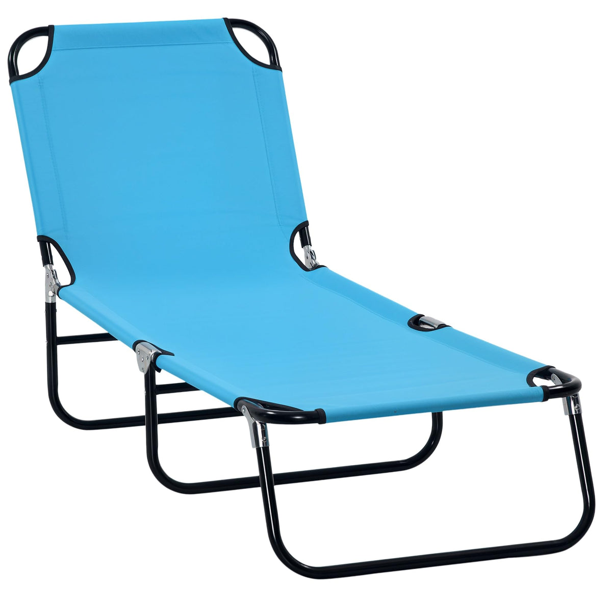 Outsunny Folding Chaise Lounge Chair with 5-Level Back, Black and White