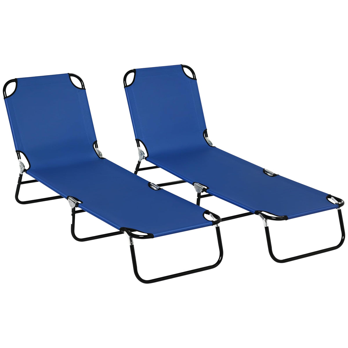 Outsunny Folding Chaise Lounge Chair with 5-Level Back, Black and White