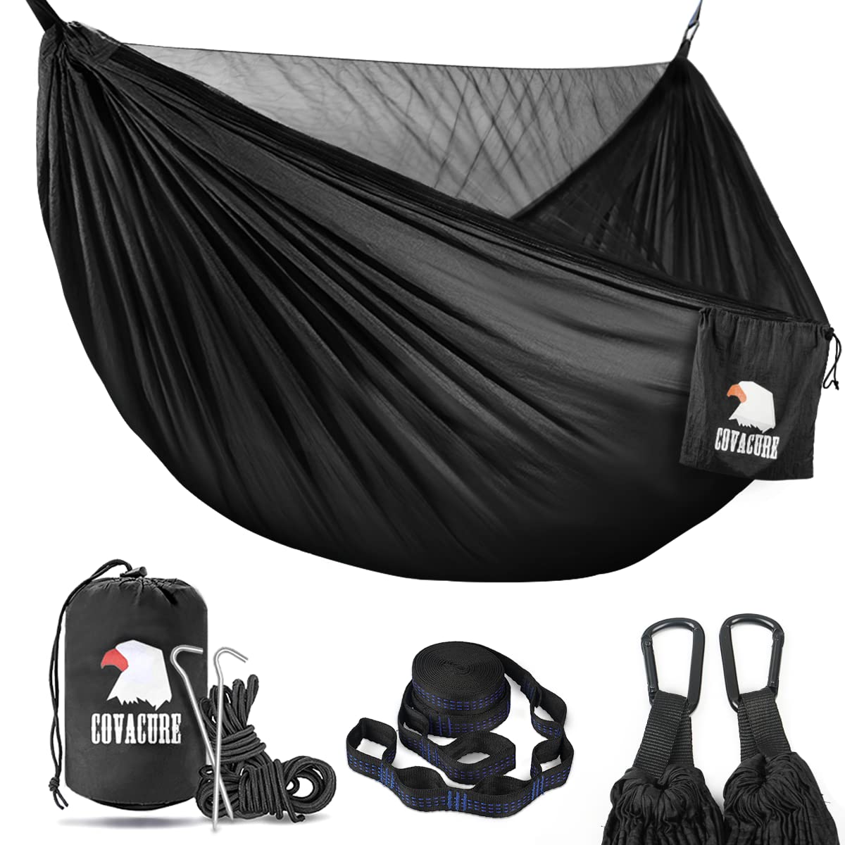 Covacure Camping Hammock, 772 lbs Capacity Double Hammock - Dark Green