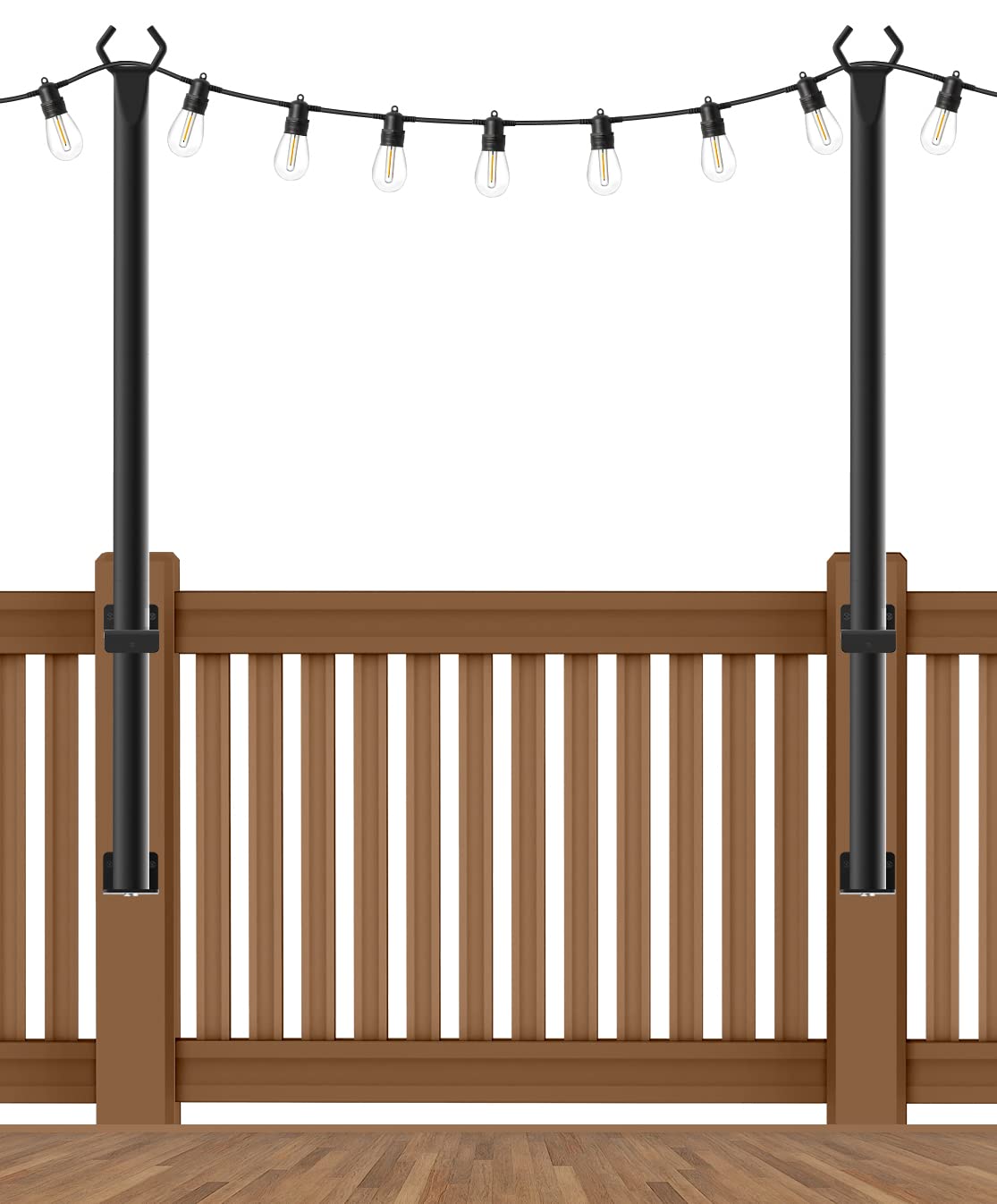 2 Pack 12 Ft Shade Sail Poles, Heavy Duty Metal Outdoor Support Post Kit, Rust-Resistant Shade Sail Support Poles, Adjustable Metal Sun Shade Poles for Patios, Courtyards, Backyards and Gardens