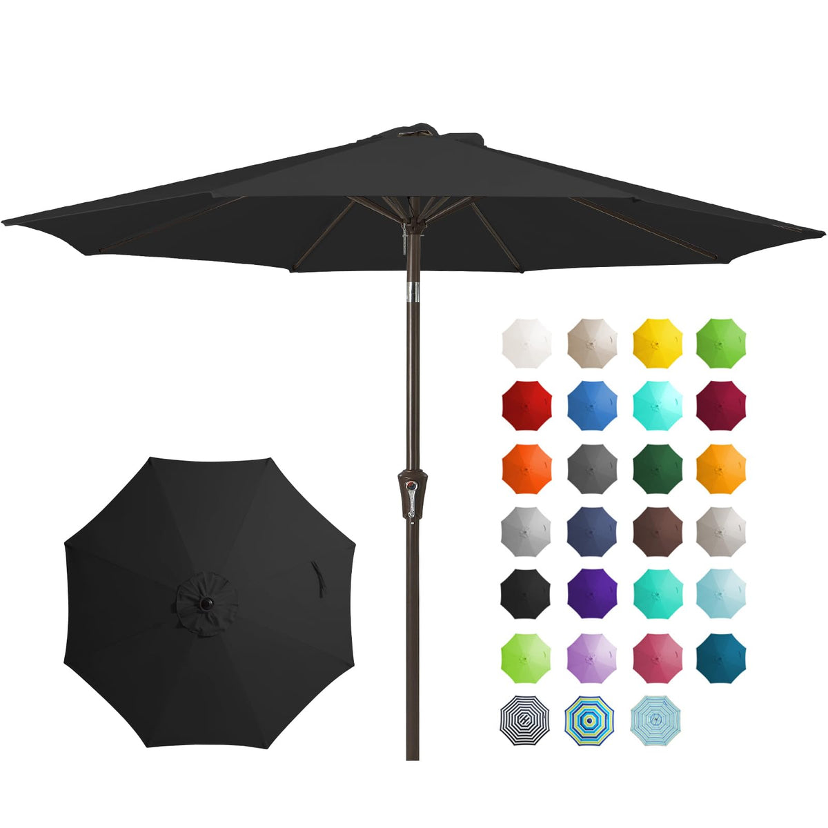 JEAREY 9FT Outdoor Patio Umbrella, Market Umbrella, Dark Blue