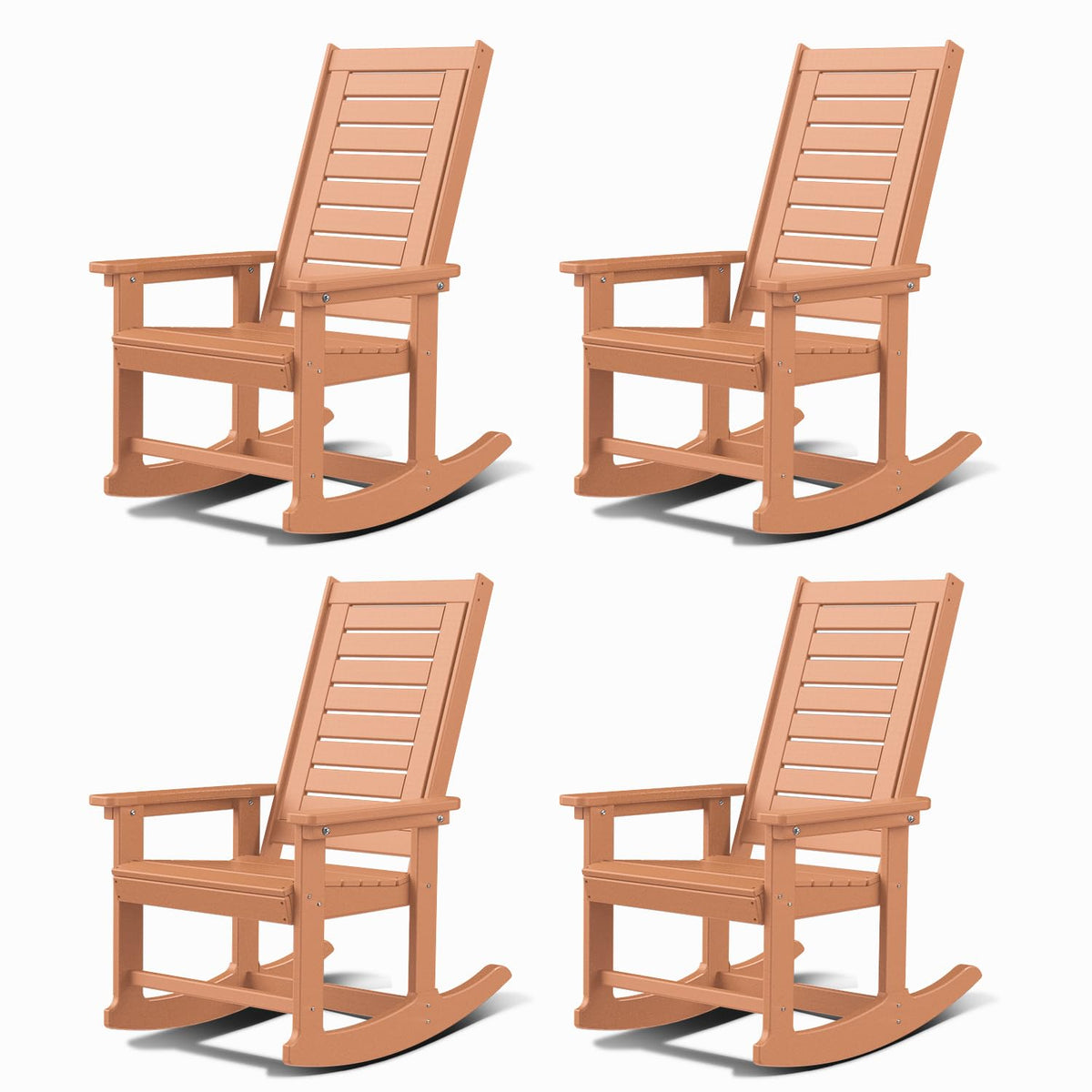 GREENVINES Oversized Outdoor Rocking Chairs Set of 2, HDPE Rocker, Black