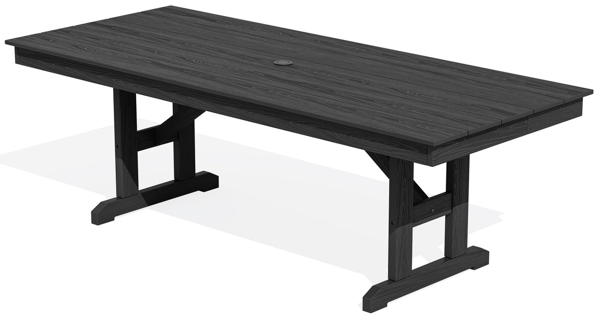 SERWALL Outdoor 84" HDPE Rectangular Dining Table for 6-8,All-Weather,Black