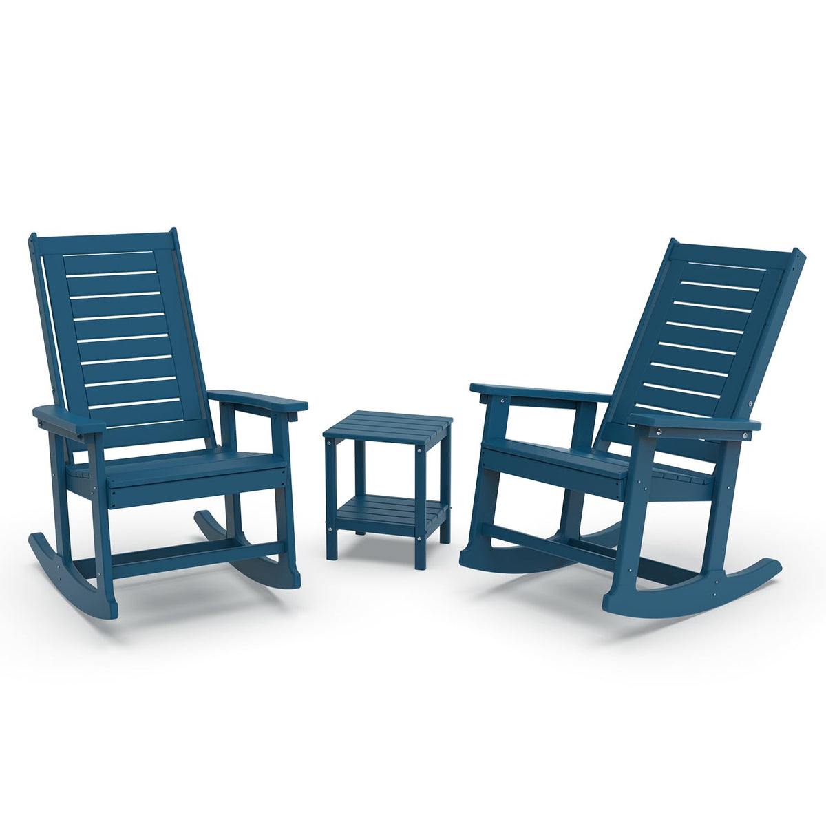 GREENVINES Oversized Outdoor Rocking Chairs Set of 2, HDPE Rocker, Black