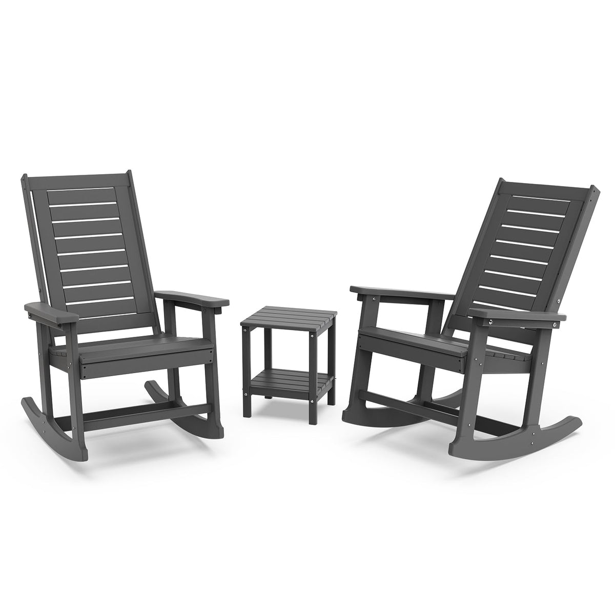 GREENVINES Oversized Outdoor Rocking Chairs Set of 2, HDPE Rocker, Black
