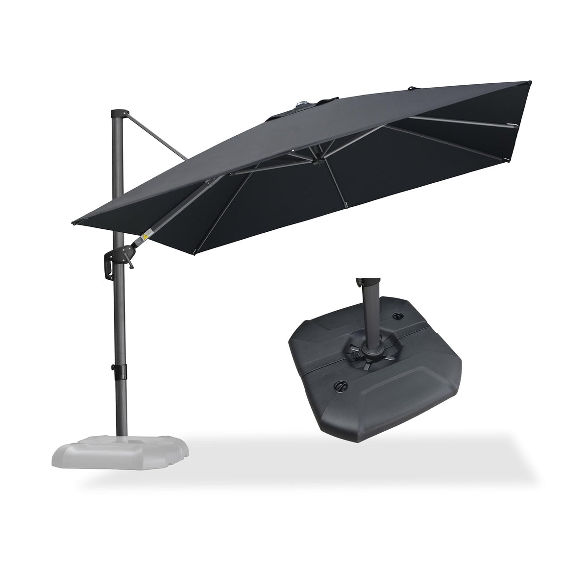 PURPLE LEAF Patio Umbrella with Base 9' x 11.5' 360° Rotation Control Beige