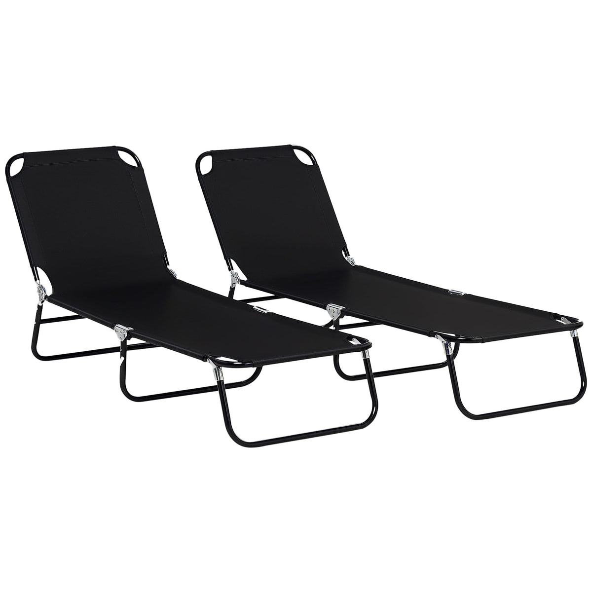 Outsunny Folding Chaise Lounge Chair with 5-Level Back, Black and White
