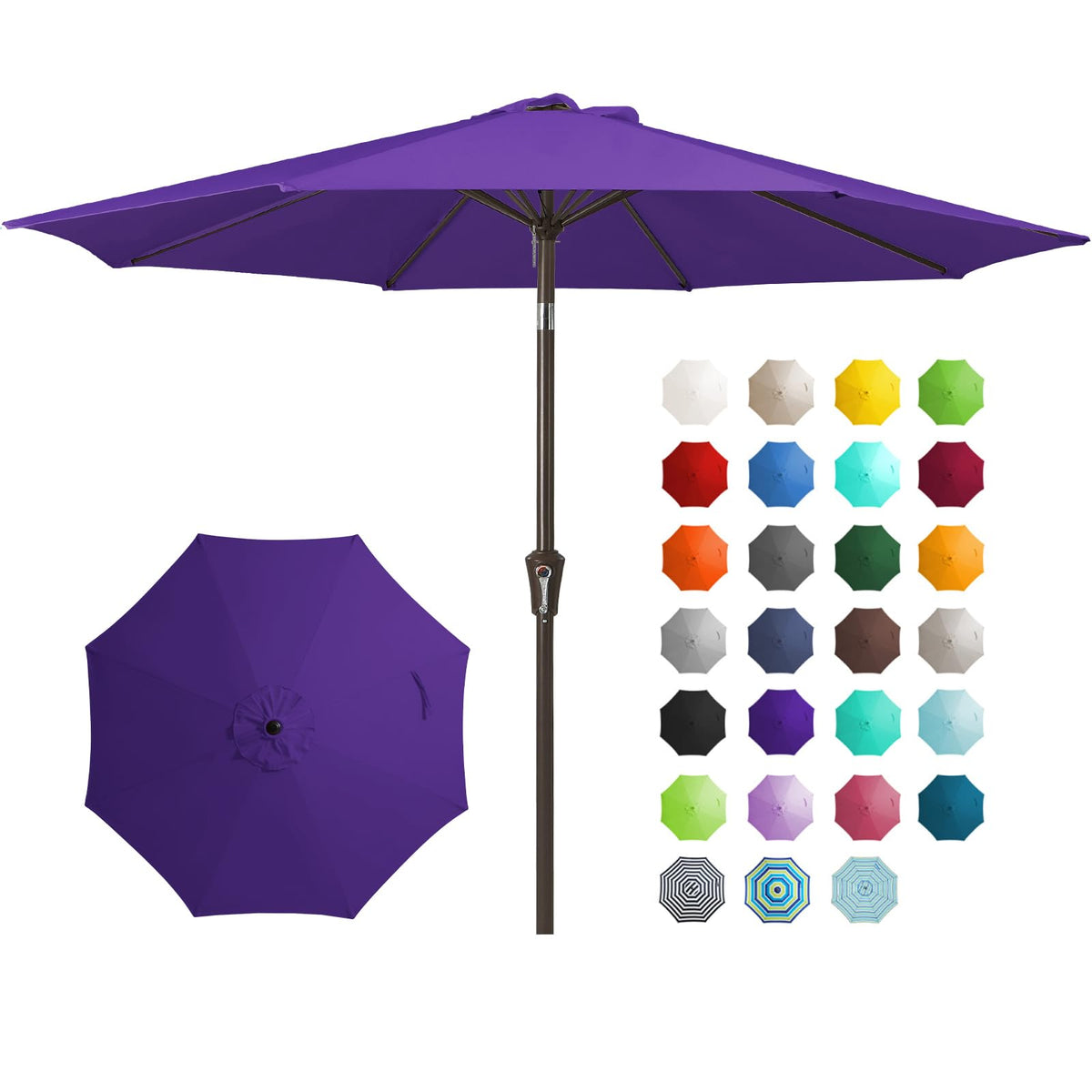 JEAREY 9FT Outdoor Patio Umbrella, Market Umbrella, Dark Blue