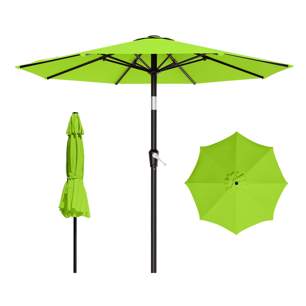 AreShark 9FT Outdoor Patio Umbrella with Tilt and Crank, Dark Green
