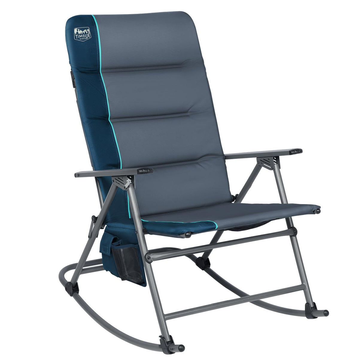 Timber Ridge Oversized Folding Rocking Camping Chair, Padded Outdoor Rocker with High Back, Portable Outdoor Chair for Patio, Garden, Lawn, Supports up to 400 lbs, Green