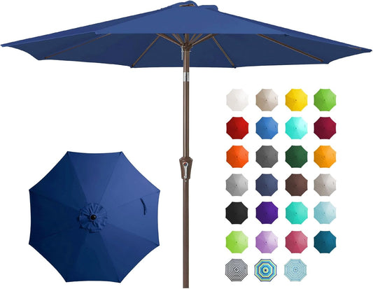 JEAREY 9FT Outdoor Patio Umbrella, Market Umbrella, Dark Blue