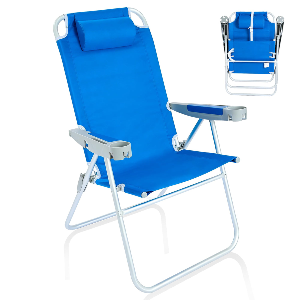 SUNNYFEEL Tall Beach Chair for Adults, High Back High Seat Folding Chairs