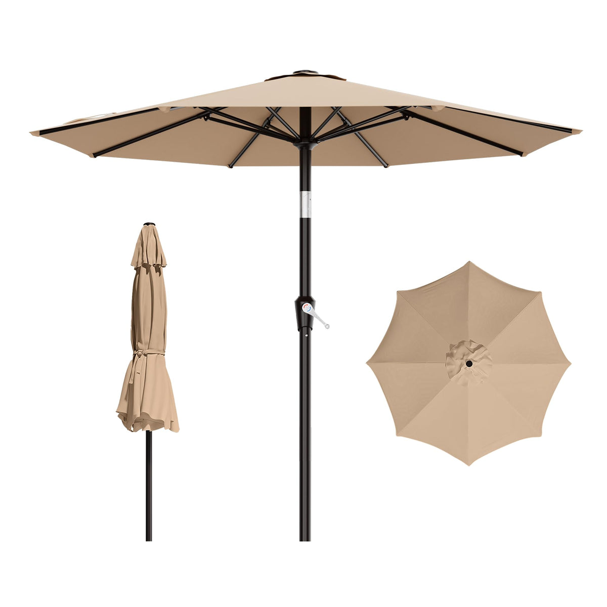 AreShark 9FT Outdoor Patio Umbrella with Tilt and Crank, Dark Green
