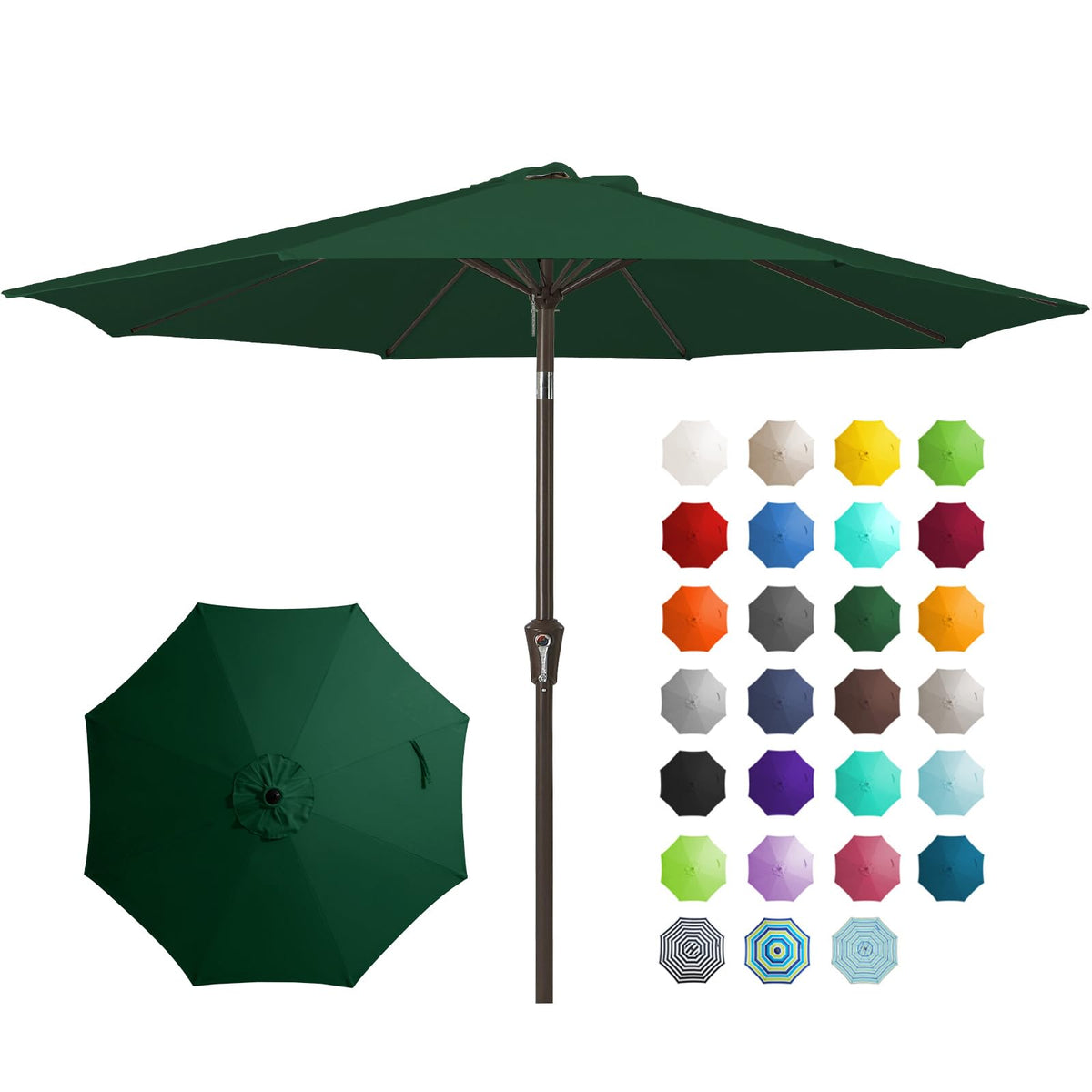 JEAREY 9FT Outdoor Patio Umbrella, Market Umbrella, Dark Blue