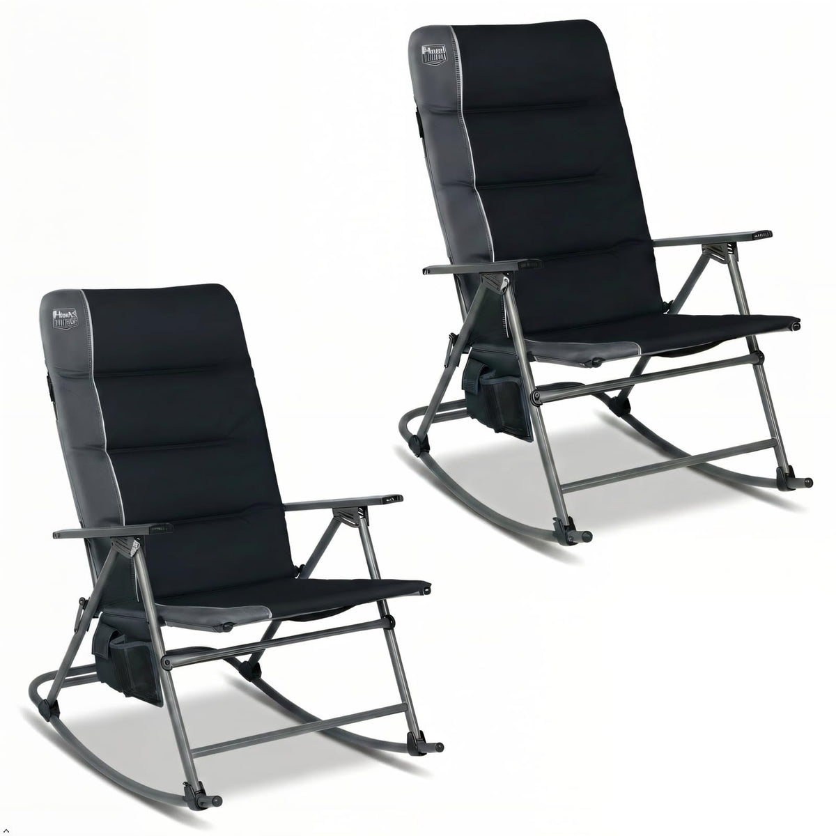Timber Ridge Oversized Folding Rocking Camping Chair, Padded Outdoor Rocker with High Back, Portable Outdoor Chair for Patio, Garden, Lawn, Supports up to 400 lbs, Green