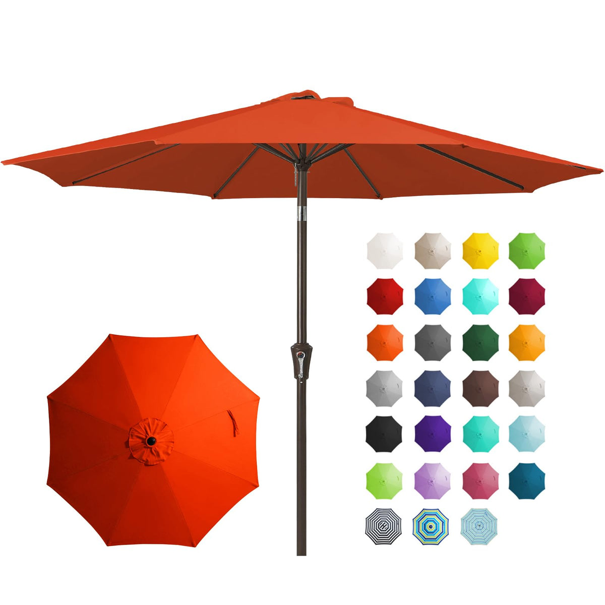 JEAREY 9FT Outdoor Patio Umbrella, Market Umbrella, Dark Blue