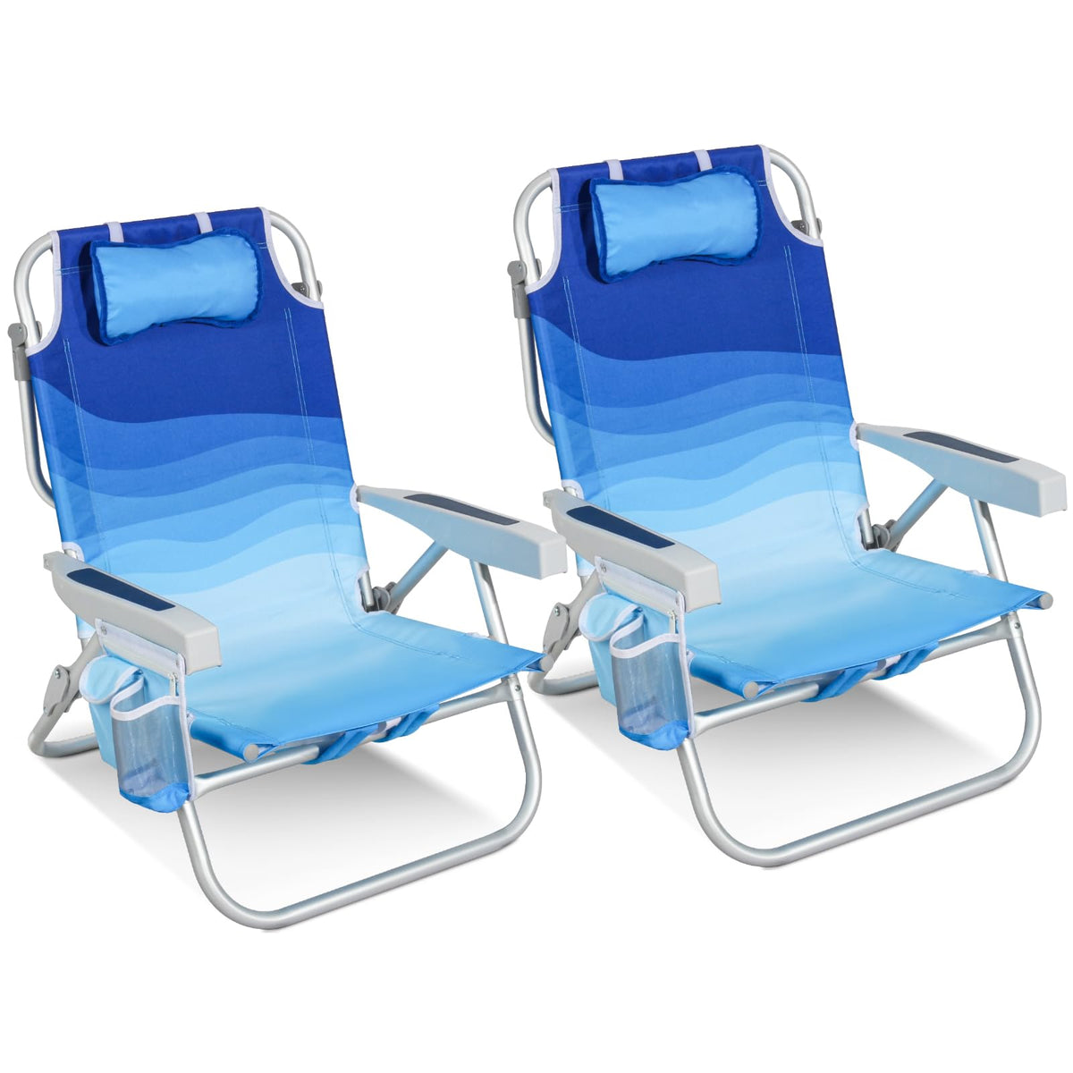 Low Beach Chair for Adults, Aluminum Backpack Beach Chair