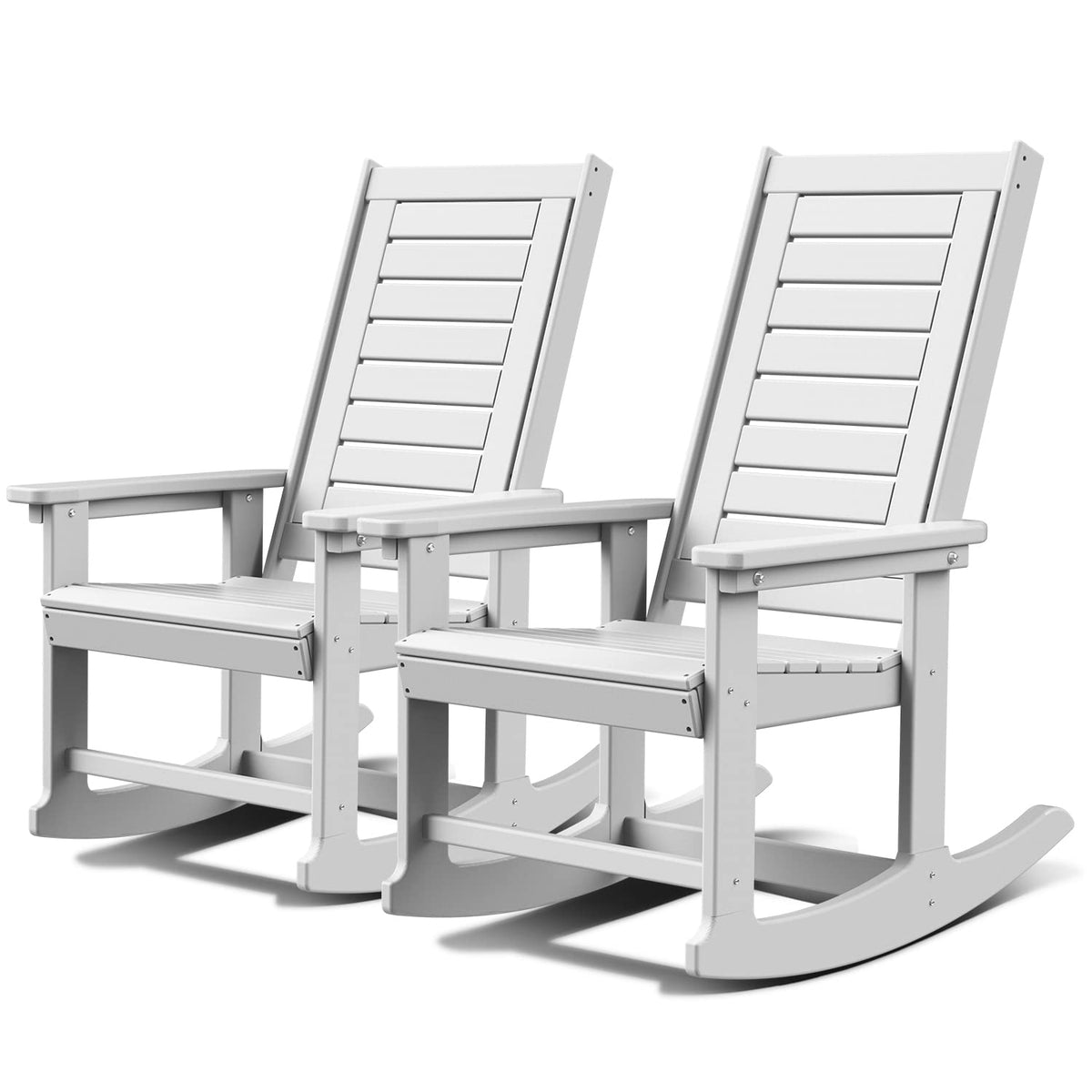 GREENVINES Oversized Outdoor Rocking Chairs Set of 2, HDPE Rocker, Black