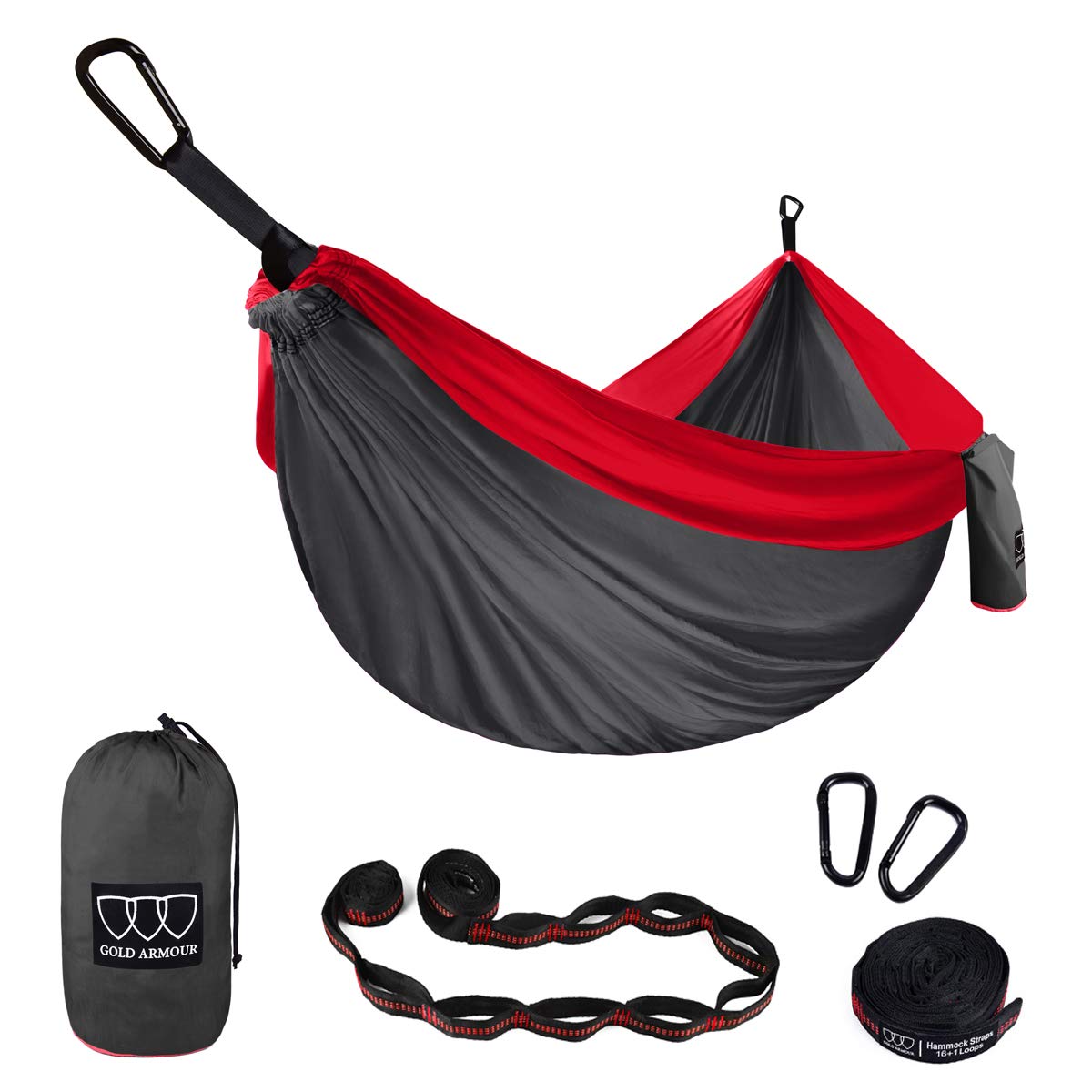 Gold Armour Camping Hammock - XL Double Hammock Portable Hammock Camping Accessories Gear for Outdoor Indoor with Tree Straps, USA Based Brand (Purple and Fuchsia)