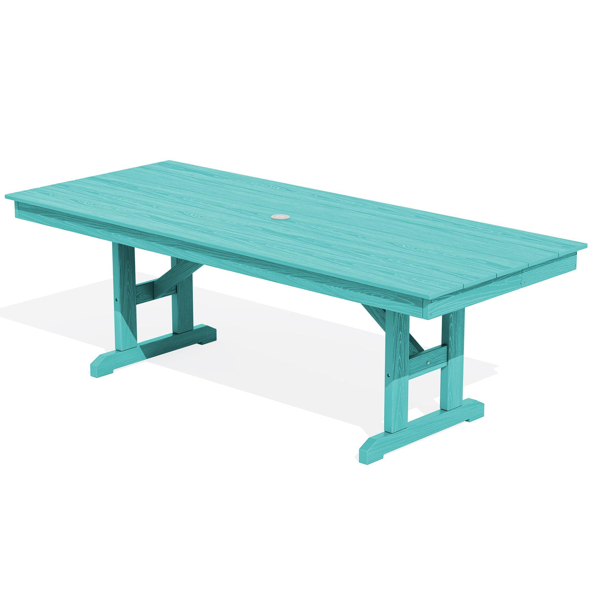 SERWALL Outdoor 84" HDPE Rectangular Dining Table for 6-8,All-Weather,Brown