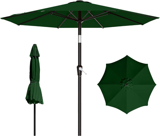 AreShark 9FT Outdoor Patio Umbrella with Tilt and Crank, Dark Green