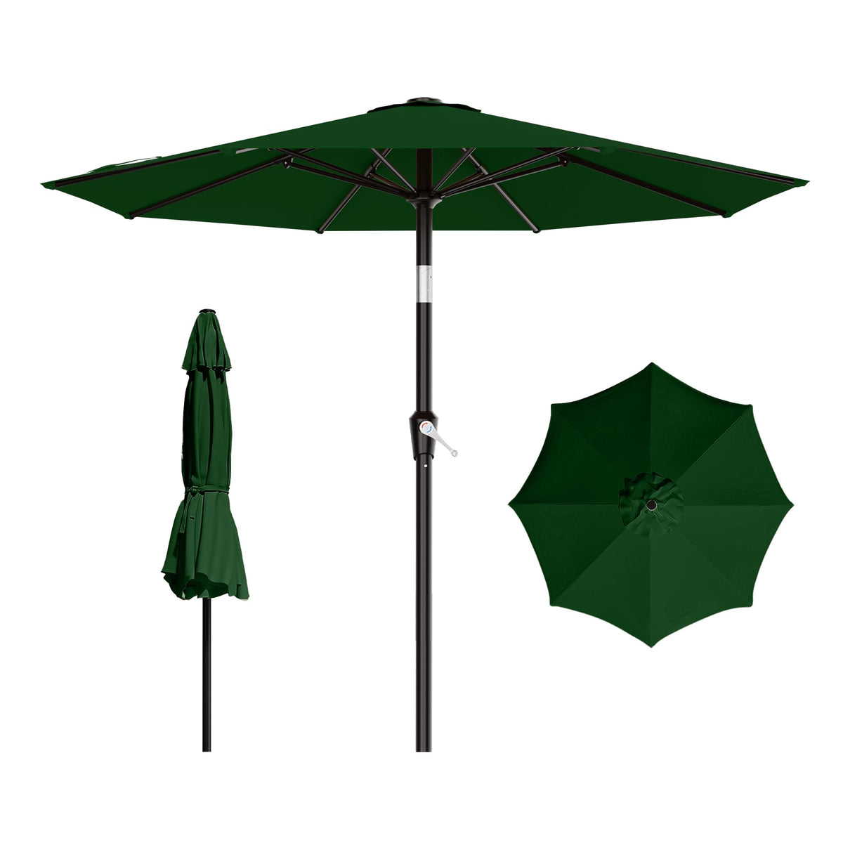 AreShark 9FT Outdoor Patio Umbrella with Tilt and Crank, Dark Green