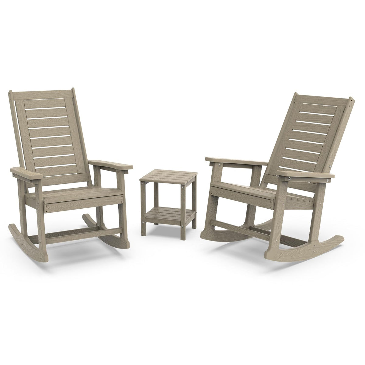 GREENVINES Oversized Outdoor Rocking Chairs Set of 2, HDPE Rocker, Black