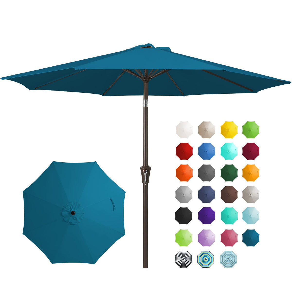 JEAREY 9FT Outdoor Patio Umbrella, Market Umbrella, Dark Blue