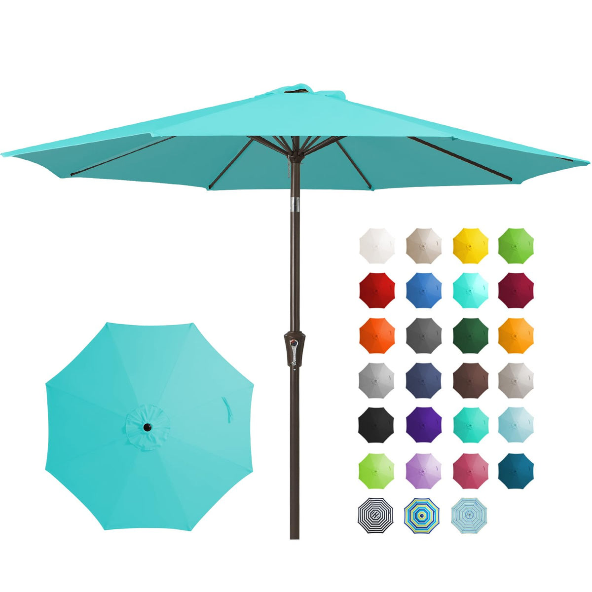 JEAREY 9FT Outdoor Patio Umbrella, Market Umbrella, Dark Blue
