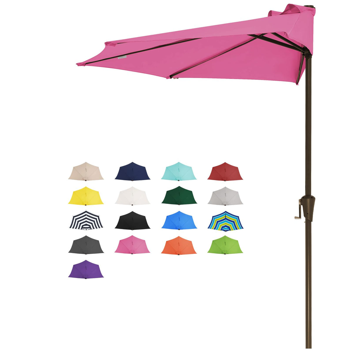 JEAREY 9 ft Half Outdoor Patio Umbrella w/Crank, Navy