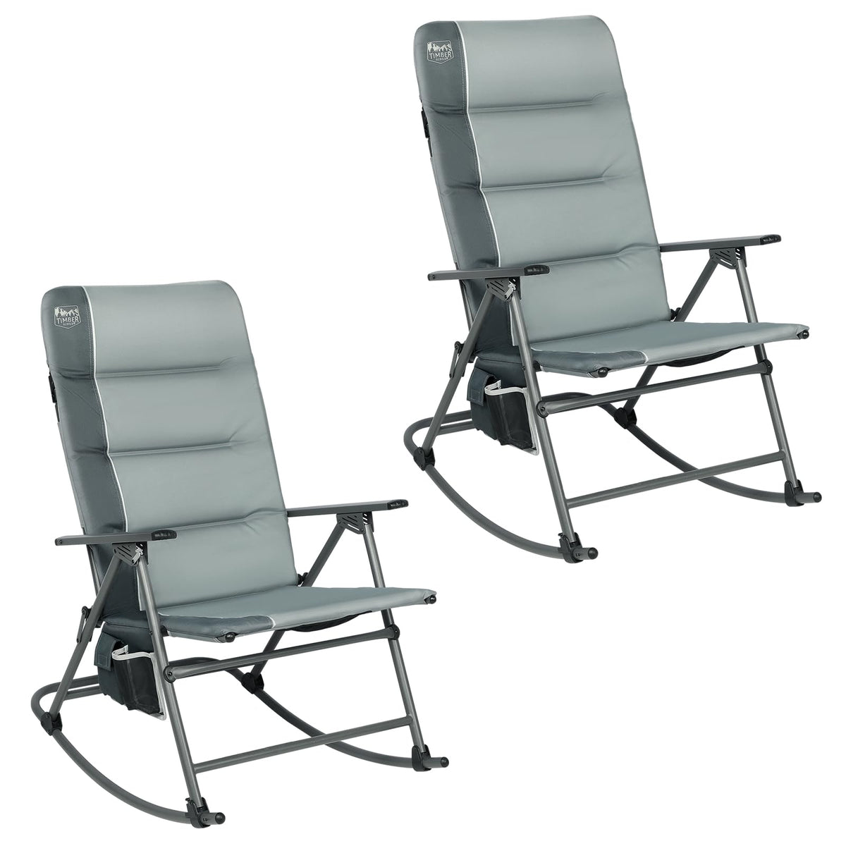 Timber Ridge Oversized Folding Rocking Camping Chair, Padded Outdoor Rocker with High Back, Portable Outdoor Chair for Patio, Garden, Lawn, Supports up to 400 lbs, Green