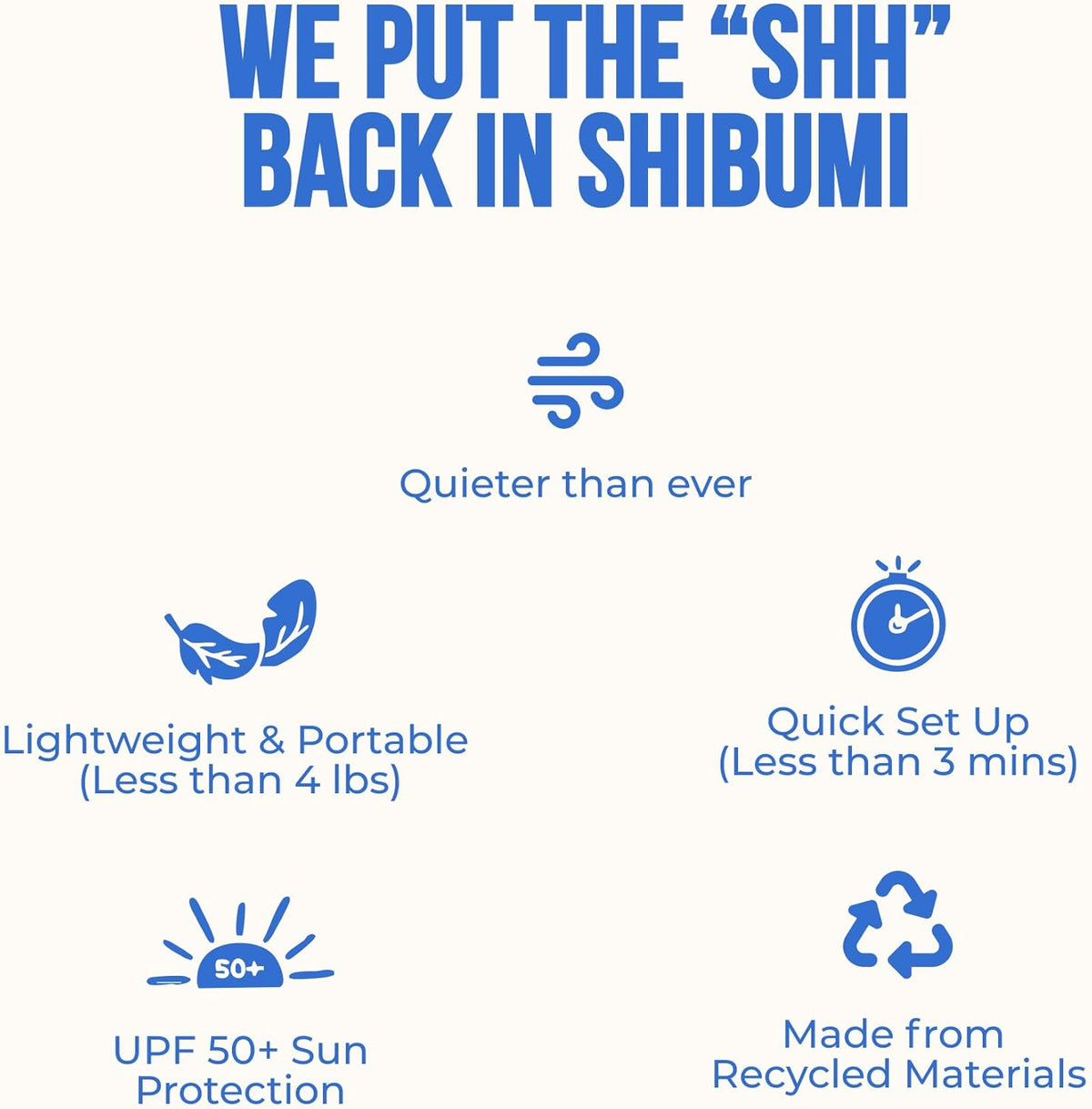 Shibumi Shade Mini Quiet Canopy Version | Beach Canopy Wind-Powered Portable Sun Shade | Provides 75 Sq. Ft. of Shade for up to 4 People | Sets up in 2 Min | Beach Tent | Wind Assist Included
