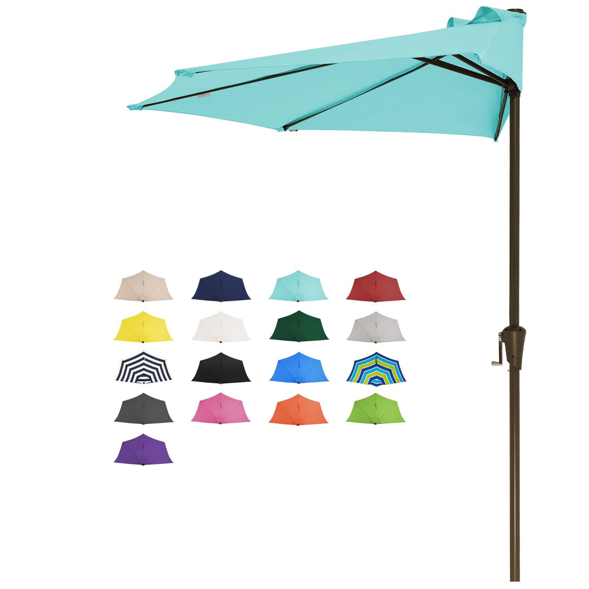 JEAREY 9 ft Half Outdoor Patio Umbrella w/Crank, Navy